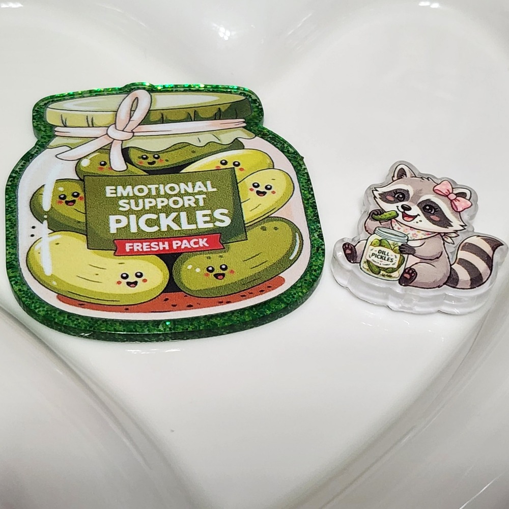 Pickles Flatback Focal Bead Emotional Support‎ Racoon Badge Keychain Crafts Pen